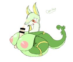 artist_name boobjob censor_bar censored coryhen_(artist) cum cum_on_face huge_breasts huge_cock pokemon pokemon_(species) serpentine serperior snake