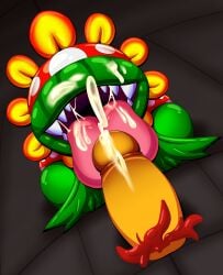 absurd_res anthro ass big_butt big_tongue bodily_fluids bowser briefs clothing cum cum_in_mouth cum_inside cum_on_face cum_on_lips disembodied_penis duo ejaculation elemental_creature flora_fauna genital_fluids genitals hi_res koopa male male/male mario_(series) nintendo offscreen_character open_mouth oral penis penis_on_tongue petey_piranha piranha_plant plant pubes scalie super_mario_sunshine tepigfan101 thick_thighs underwear