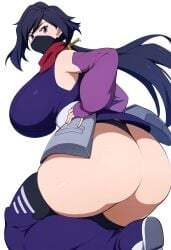 1girls ai_generated ass_focus ayame_(gundam_build_divers) female fujisawa_aya gundam gundam_build_divers huge_ass huge_breasts looking_back mouth_mask ninja novelai thong