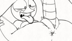 16:9 alien animated apple artist_request black_and_white bodily_fluids crossed_legs duo fan_character female food fruit genital_fluids genitals greenslut25 holding_leg human humanoid male mammal monochrome penis plant pussy pussy_juice short_playtime solo spread_legs spreading widescreen