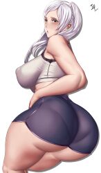 1girls arcedo ass bare_thighs big_ass blush embarrassed female fire_emblem fire_emblem_awakening huge_ass large_ass nintendo nipple_bulge nipples_visible_through_clothing panties_visible_through_clothing pantylines robin_(fire_emblem) robin_(fire_emblem)_(female) skirt thick_thighs thighs twintails white_background white_hair