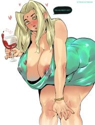 1futa areolae bent_over big_ass big_breasts blonde_hair breasts clothed clothing dialogue drunk english_text futa_only futanari heart hearts_around_head huge_ass huge_breasts human leaning_forward light-skinned_futanari light_skin long_hair looking_at_viewer loose_clothes makeup mostly_clothed naruto naruto_(series) naruto_shippuden nipples nipples_outside solo standing streachybear text thick_thighs tsunade veiny_breasts wine wine_glass