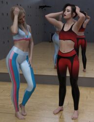 3d 3d_(artwork) barefoot caprice celebrity chloe_grace_moretz daz3d daz_studio garter_belt_leggings leggings little_caprice pin3d sportswear sweaty workout yoga_pants