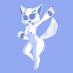 anthro blue_background clyde_(discord) discord discord_(app) feline female female_only mobzylewd simple_background tail white_background white_body white_fur