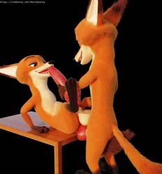 3d_(artwork) anal anal_sex anthro auto_penis_lick balls big_balls big_penis canid canine clone digital_media_(artwork) disney duo fox furniture genitals hi_res holding_penis hornybunny licking male male/male mammal masturbation nick_wilde oral oral_masturbation penetration penile penile_masturbation penis penis_lick self_lick selfcest sex square_crossover table text tongue tongue_out url yaoi zootopia