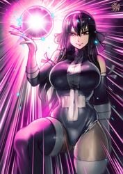 big_breasts black_hair curves curvy curvy_female curvy_figure fairy_tail female female_focus female_only fully_clothed huge_breasts large_breasts leotard red_eyes solo solo_female solo_focus thegoldensmurf thick_thighs thighhighs tight_clothing tight_leotard ultear_milkovich