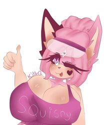 1girls big_breasts breasts fan_character female female_only kittyq maria_rose_(kittyq) original pink_eyes pink_fur pink_hair sonic_(series) sonic_oc sportswear tank_top