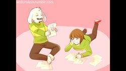 1boy 1girls 3d animated anthro anthro_on_female anthro_on_human asriel_dreemurr asriel_dreemurr_(god_form) big_balls big_penis boobs breasts brother_and_sister caprine chara cum cum_inside female_human goat human male/female male_anthro male_penetrating_female meme montage red_eyes rough_sex seshirukun sound straight tagme undertale video yamimarik1994