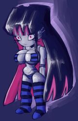 1girls android belly big_breasts bikini breasts eyepatch_bikini female female_only goth gynoid huge_breasts large_breasts nude panty_&_stocking_with_garterbelt robot robot_girl snork760 solo stocking_anarchy two_tone_hair