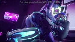 1futa 1girls 3d already_uploaded animated cyberspace_sombra dark-skinned_futanari futanari overwatch purple_skin sombra sound tagme video widowmaker yeero