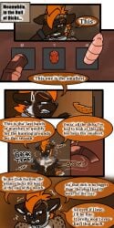 1:2 2022 9:18 anthro biped collar comic detailed_background dialogue dildo english_text fur hair havoc_(tatsuchan18) hi_res hyaenid male mammal open_mouth sex_toy sitting solo speech_bubble standing tatsuchan18 text