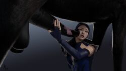 3d asian big_balls black_hair brown_eyes equine equine_penis female fur head_band horse horsecock huge_cock imminent_bestiality kitana moogan mortal_kombat mortal_kombat_11 partial_male precum tagme tears zoophilia