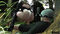 1boy 1girls 3d anal anal_creampie anal_penetration anal_sex animated ass audible_creampie audible_ejaculation big_ass big_penis cum cum_in_ass cum_inside cum_on_penis female forest groaning heterosexual large_ass large_penis leotard leotard_aside light-skinned_female light-skinned_male longer_than_30_seconds nier:_automata nier_(series) nmh_(artist) outdoors outside penis_in_ass penis_with_cum platinum_games reverse_cowgirl_position riding riding_penis sentones shorter_than_one_minute sound square_enix thong_aside thong_leotard video virt-a-mate virtamate white_hair yorha_2b yorha_9s