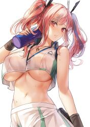 1girls 2020 azur_lane bare_shoulders breasts bremerton_(azur_lane) bremerton_(scorching-hot_training)_(azur_lane) cleavage collared_shirt covered_nipples crop_top crop_top_overhang female female female_focus female_only hair_ornament holding jewelry kim_eb large_breasts long_hair looking_at_viewer midriff mole mole_under_eye multicolored_hair navel necklace no_bra parted_lips pink_eyes pink_hair shirt simple_background skirt sleeveless sleeveless_shirt solo solo_female stomach sweat sweatband twintails two-tone_hair underboob upper_body white_background white_shirt white_skirt