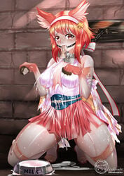 after_rape alternate_costume begging_pose bodily_fluids bondage bound bound_fingers bow bowl broken_rape_victim bukkake captured catgirl clothed_rape collar crying crying_with_eyes_open cum cum_on_body drooling dungeon elbow_gloves english_text femsub fire_emblem fire_emblem_fates fire_emblem_heroes fish food food_in_mouth food_insertion forced gag gloves hairband humiliation japanese_clothes kneeling lactation medium_breasts medium_hair messy miko milk name_tag neko nintendo open_mouth_gag petplay pussy_juice rape red_eyes red_hair richdesignart sakura_(fire_emblem) sakura_(halloween)_(fire_emblem) saliva scared slave sweat tag text thick_thighs thighhighs torn_clothes