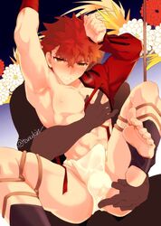 blush emiya_shirou fate_(series) male male_only muramasa_(fate) restrained yaoi