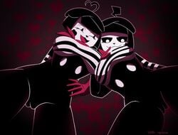 2girls bonbon_(derpixon) cameltoe chuchu_(derpixon) female female_only mime mime_and_dash mime_girl tagme