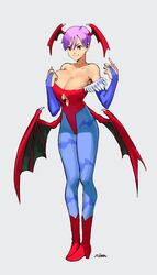 alternate_breast_size big_breasts breasts clothing darkstalkers head_wings jojierru large_breasts lilith_aensland succubus tagme vampire_savior very_short_hair