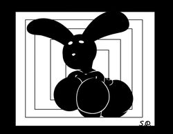 absurd_res anthro big_breasts black_and_white breasts female hi_res lagomorph leporid mammal monochrome rabbit silhouette solo steph_chan thick_thighs