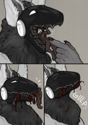 anthro blood bodily_fluids carthage_(carthagetech) duo gore hard_vore hi_res jay_lurker_(ayejaykay) machine male male/male neck_tuft protogen swallow_(disambiguation) torakuta tuft vore