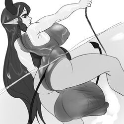 1futa back balls big_breasts black_sclera breasts bulge clothed clothing cum cum_in_water demon demon_girl flaccid futa_only futanari horns huge_balls huge_breasts huge_cock huge_penis huge_testicles humanoid humanoid_penis long_ears long_hair looking_back monochrome nightpickle partially_clothed partially_submerged partially_underwater_shot penis pointy_ears puffy_nipples solo swimsuit tight_clothing underwater water