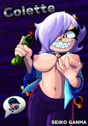 big_areola big_breasts big_nipples brawl_stars breasts clothed_female_nude_male colette_(brawl_stars) dildo videogames