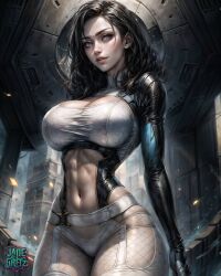 1girls ai_generated big_breasts hourglass_figure jadegretz long_hair looking_at_viewer mass_effect miranda_lawson solo watermark