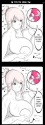 1futa 1girls alternate_version_available areolae big_breasts big_penis breasts cum demon dialogue duo ejaculation english_text erection fellatio female futa_on_female futanari goldy human humanoid humanoid_penis intersex light_skin nipples nude oral orgasm original_character paizufella paizuri penis red_hair sex sketch source_request spot_color text