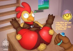 anthro ass ass avian bird bulge chicken clothing cluck_(fortnite) english_text fortnite fortnite:_battle_royale male male_only presenting presenting_hindquarters seedtheplant_(artist) tender_defender tight_clothing tight_pants underwear