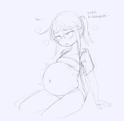 belly_bulge belly_expansion bloated bloated_belly bloated_stomach kanubi kobayashi looking_up miss_kobayashi's_dragon_maid ponytail sketch spaced_out stretch_marks stuffed_belly