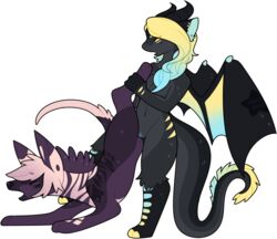 alpha_channel anthro anthro_on_feral canid canine canis domestic_dog dragon duo female female/female feral mammal reptile scalie shortbred wolf yuri