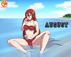 1girls alternate_costume bikini bikini_skirt breasts cleavage cordelia_(fire_emblem) cordelia_(summer)_(fire_emblem) female female_only fire_emblem fire_emblem_awakening fire_emblem_heroes frilled_bikini large_breasts long_hair navel nintendo ocean partially_visible_vulva red_bikini red_hair red_swimsuit reit sitting solo spread_legs swimsuit thick_thighs very_long_hair water