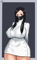 1girls as_nodt ass big_ass big_breasts big_butt black_eyes black_hair bleach bleach:_sennen_kessen-hen breasts erect_nipples erect_nipples_under_clothes face_mask female female_only genderswap_(mtf) gothic grey_eyes highres huge_ass huge_breasts large_breasts long_hair mask mature_female miniskirt nipples_visible_through_clothing rule_63 skirt solo solo_female thick_thighs uniform white_skirt za_barro