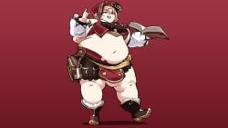 1girl 1girls bbw belly belly_button book breasts chubby chubby_female exposed_fat_belly fat fat_woman genshin_impact hoyoverse liyue_girls mihoyo mihoyo_technology_(shanghai)_co._ltd. obese obese_female overweight overweight_female solo standing yanfei_(genshin_impact)