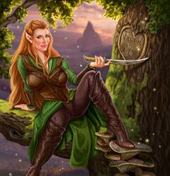 1girls elf elf_ears evangeline_lilly female female_only lord_of_the_rings rzhevskii solo solo_female tauriel the_hobbit