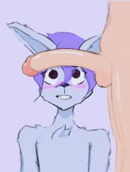 1boy 2boys animated animated_gif anthro big_penis blue_fur blush blush_lines bunny_boy chest_tuft cock_on_face femboy_bunny gay grythorix half-erect head_out_of_frame looking_at_partner's_genitalia looking_at_partner's_penis male/male male_on_male male_only penis purple_hair self_upload semi-erect simple_background smooth_balls smooth_penis smooth_testicles standing uncensored upper_body yaoi