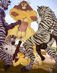 anal beefy daddy ejaculation fraternity furry furry_gay gay horse incest kihu lion male_only manly mufasa muscular_male simba spreading surprised the_lion_king zebra