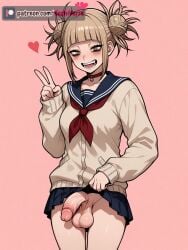 anime anime_character anime_style balls balls_grab big_balls breasts breasts breasts canon_futa cleaning_cock cute cute_expression cute_face cute_girl cute_penis dick dickgirl ecchiverse embarrassed embarrassed_nude_exposure embarrassed_nude_futa futa_focus futa_on_female futa_on_futa futa_on_male futa_only futadom futanari hands-free hands_up heart heart-shaped_pupils heart_eyes heart_symbol hearts_around_head hentai himiko_toga himiko_toga_(cosplay) jerking jerkingoff my_hero_academia patreon patreon_reward patreon_username peace_sign peace_symbol penis penis_focus penis_out pink_background pink_penis school_uniform schoolgirl schoolgirl_uniform skirt skirt_pull skirt_removed skirt_up smile smile_at_viewer smiley_face soft_penis tagme toga_himiko