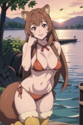 ai_generated bikini doniai female raphtalia realistic_background solo tanuki tate_no_yuusha_no_nariagari the_rising_of_the_shield_hero