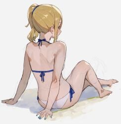 1girls absurd_res absurdres arm_support ass back bare_arms bare_back bare_legs bare_midriff bare_shoulders bare_thighs barefoot bikini blonde_female blonde_hair blonde_hair_female blue_eyes blue_eyes_female blue_nails blush blush blush_lines elbows feet female female_focus female_only fingernails fingers full_body hayasaka_ai high_resolution highres kaguya-sama_wa_kokurasetai_~tensai-tachi_no_renai_zunousen~ knees legs light_skin long_hair medium_breasts nail_polish nape neck nude ribbons shiny_skin shoulders side_ponytail sideboob sidelocks simple_background sitting sitting_down sitting_on_floor slender_body slender_waist slim_girl slim_waist soles solo sooon string_bikini student swimsuit swimwear teenager thick_ass thick_thighs thighs thin_waist toes white_background