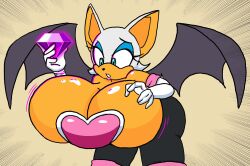 1girls anthro ass blue_eyes breast_expansion breasts chiropteran female huge_ass makeup massive_breasts membranous_wings roga14 rouge_the_bat sega sonic_(series) thick_thighs white_hair wide_hips