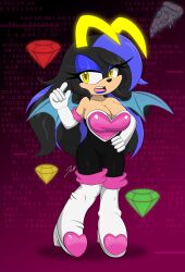 1girls 2d 2d_(artwork) 2d_artwork big_breasts black_hair gloves golden_eyes lipstick myspookypizza oc rouge_the_bat_(cosplay) sega sonic_(series) sonic_the_hedgehog_(series) tak_(myspookypizza) thick_ass thick_hips thick_legs thick_thighs violet_eyeshadow