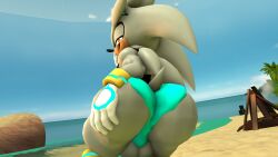 1boy 1male ass ass ass_focus beach big_ass big_balls big_butt blue_panties bubble_ass bubble_butt doppoarts femboy huge_ass huge_butt panties sega silver_the_hedgehog sonic_(series) sonic_the_hedgehog_(series) swimsuit