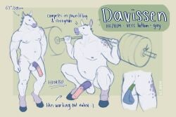 accessory animal_genitalia animal_penis anthro ass balls barbell belly big_penis blue_hair blue_hooves crouching equid equine equine_genitalia equine_penis exercise furgonomics gay genitals hair hooves horse male mammal markings model_sheet mottled mottled_genitalia mottled_penis multiple_poses navel nipples nude ornge penis pose slightly_chubby slightly_chubby_anthro slightly_chubby_male solo spots spotted_body standing tail tail_accessory tailband text weightlifting white_body workout