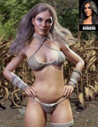 3d bikini blonde_hair caroline_munro celebrity female jungle_girl rosepab