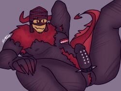 1boy 1male 2d 2d_(artwork) armpit balls black_body black_skin body_markings body_scars bucket_hat claws cock_ring doombringer dragon dragon_tail flexing_muscles furry gay gay_male hair hairy horns jacob's_ladder jacob's_ladder_piercing looking_pleasured masturbation mrdoombringer muscles muscular muscular_male nipples non-human pecs penis_piercing pierced_penis piercing red_fur red_hair red_horns request requested roblox roblox_admins roblox_avatar robloxian scars self_upload solo_male solo_masturbation spike spiked_cock_ring spikes swirlytundra yellow_body yellow_skin