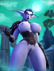 3d big_breasts blizzard_entertainment chaossu3d elf female female_only huge_breasts night_elf shandris_feathermoon solo solo_female solo_focus warcraft world_of_warcraft