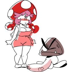 big_dick big_penis dick goomba huge_cock lesorgnsfw mario_(series) nintendo shortstack tagme toadette waddling_head