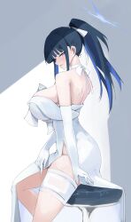 1girls alluring arius_satellite_school_student arius_squad_(blue_archive) black_hair blue_archive blue_eyes child_bearing_hips cutout female female_focus female_only halo huge_breasts light-skinned_female light_skin long_gloves long_hair looking_at_viewer nixie_8808 no_panties ponytail saori_(blue_archive) saori_(dress)_(blue_archive) showing_off smile smiling smiling_at_viewer tagme tease teasing teasing_viewer thick_thighs thighs wide_hips young