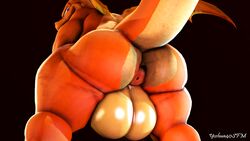 16:9 3d_(artwork) anus ass balls big_balls big_butt black_background charizard digital_media_(artwork) genitals grin looking_back male male_only nintendo pokémon_(species) pokemon pokemon_(species) simple_background smile solo source_filmmaker teasing video_games widescreen yoshua40sfm